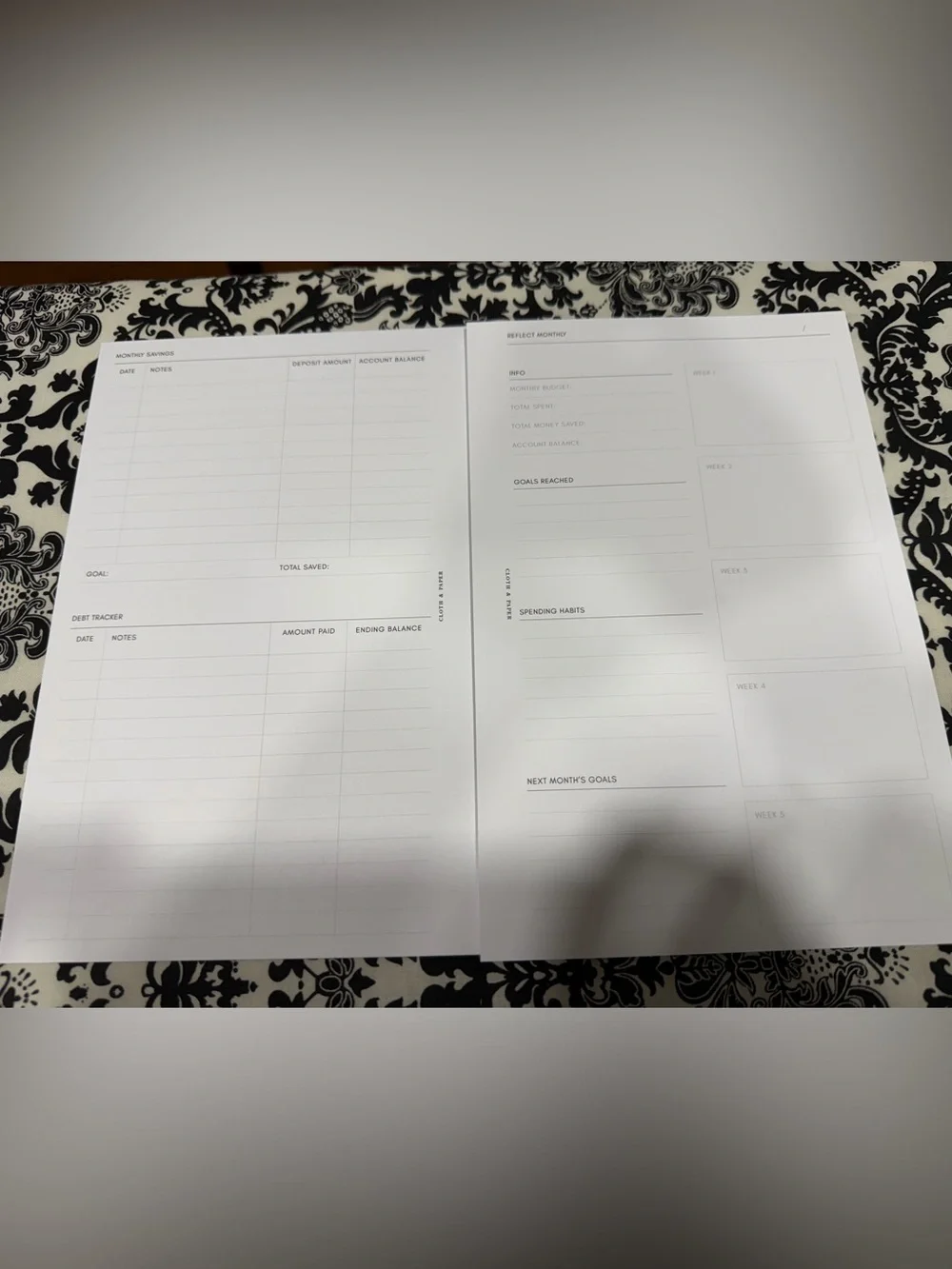 Cloth & Paper Finance Inserts